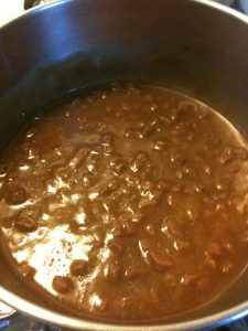 Brown gravy with rehydrated roast beef