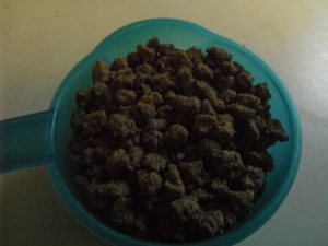 Cup of Freeze dried ground beef