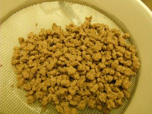 Rehydrated freeze dried ground beef